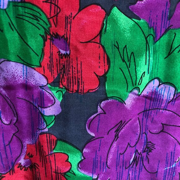 Honors Silk Scarf Purple Red Green Floral 11 x 58 inches Bold Vibrant Accessory - Picture 5 of 7